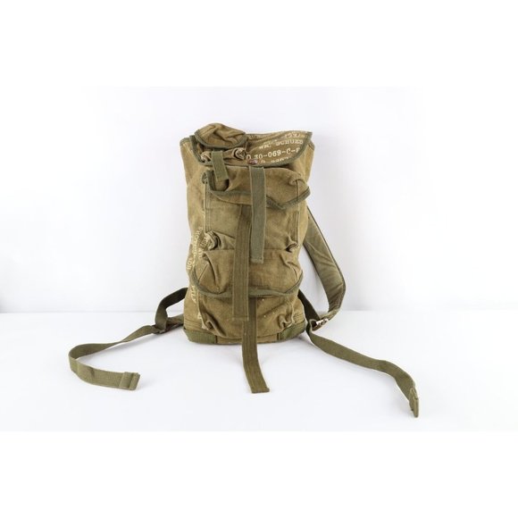 Vtg 60s Vietnam War Distressed Military Photographic Film Canvas Backpack Bag